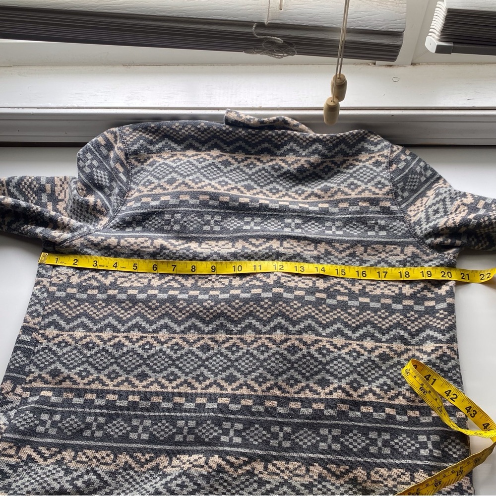 Roots Canada Fair Isle Open Cardigan Sweater Blue Nordic Knit Size Medium Office - Picture 13 of 15